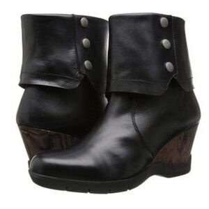 Sanita Maddox Wedge Foldover Leather Swedish Danish Clog Boots Size 8 A4